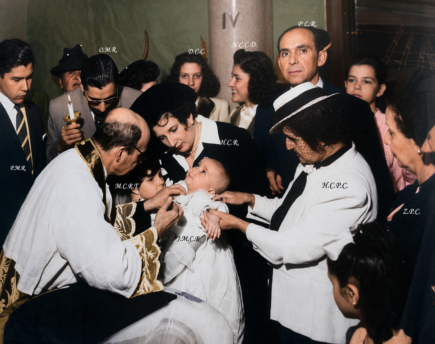 Batismo de José Mariano Raggio com seus pais Pedro Lorenzo e Henriqueta Camargo