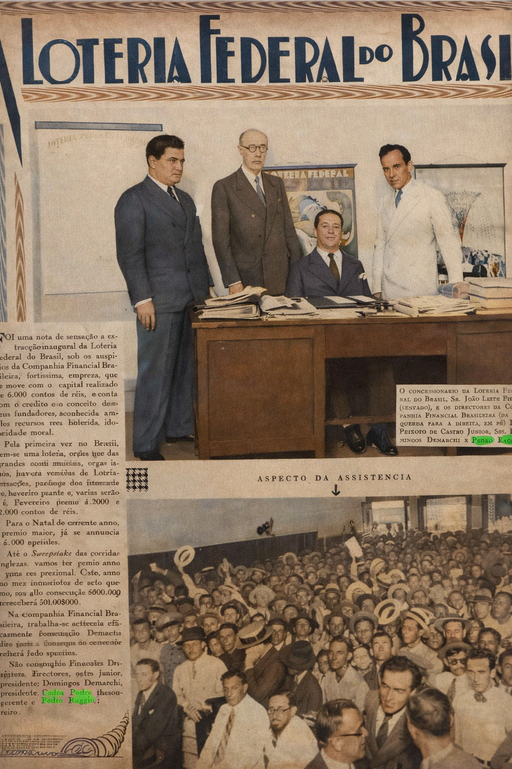 Pedro Lorenzo Raggio no anúncio da Loteria Federal — Grupo Peixoto de Castro